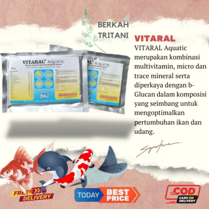 Vitaral Aquatic  Suplemen Lengkap Untuk Ikan Udang Vitamin Mineral Diperkaya Dengan Beta Glucan Feed