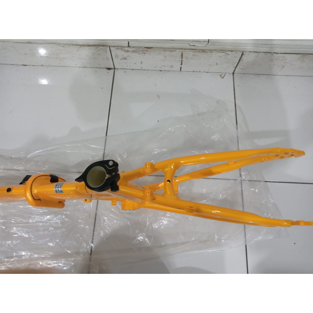 Frame Set &amp; Handle Post HP FNHON BLAST Kuning Discbrake 20 inch New Db Sepeda Lipat Orange Yellow