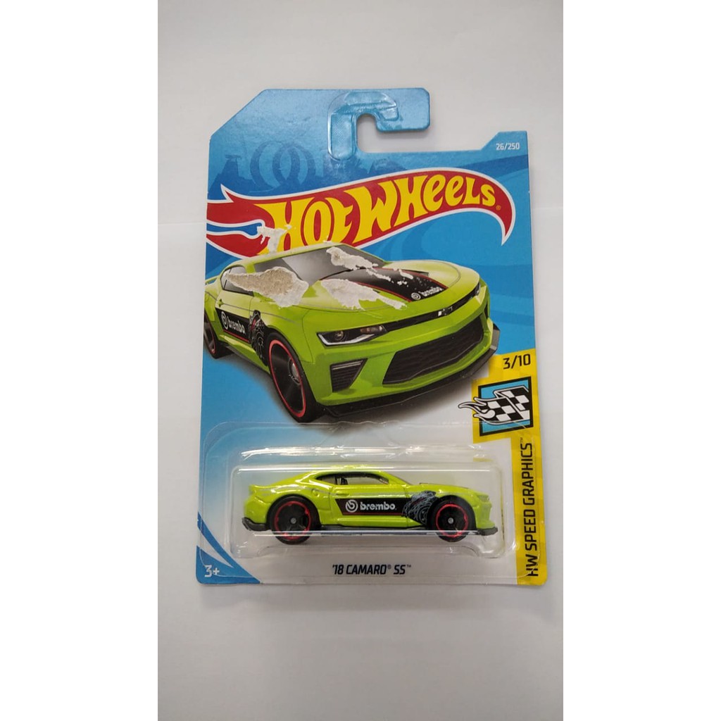 KERUT Hot Wheels 18 Camaro SS Green Brembo HW Speed Graphics 26/250 Diecast Mobil Hotwheels Mainan