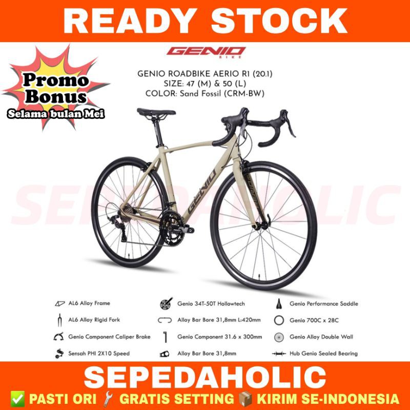 Sepeda Roadbike GENIO AERIO R1 Balap 700C Alloy 2x10 Speed Garansi Resmi 5 Tahun
