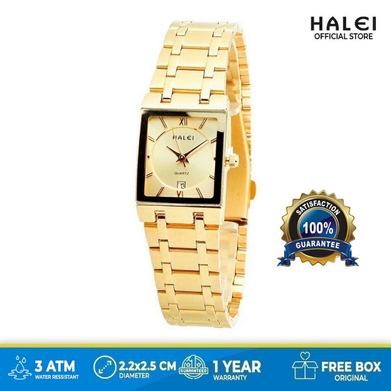 Haleiwatch Original Jam Tangan Mewah Wanita Gold Anti Air  Halei 564 - Garansi Resmi 1 Tahun