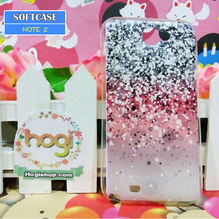 Samsung Note 2 - Softcase Custom Case Softclear Gambar Pink Art