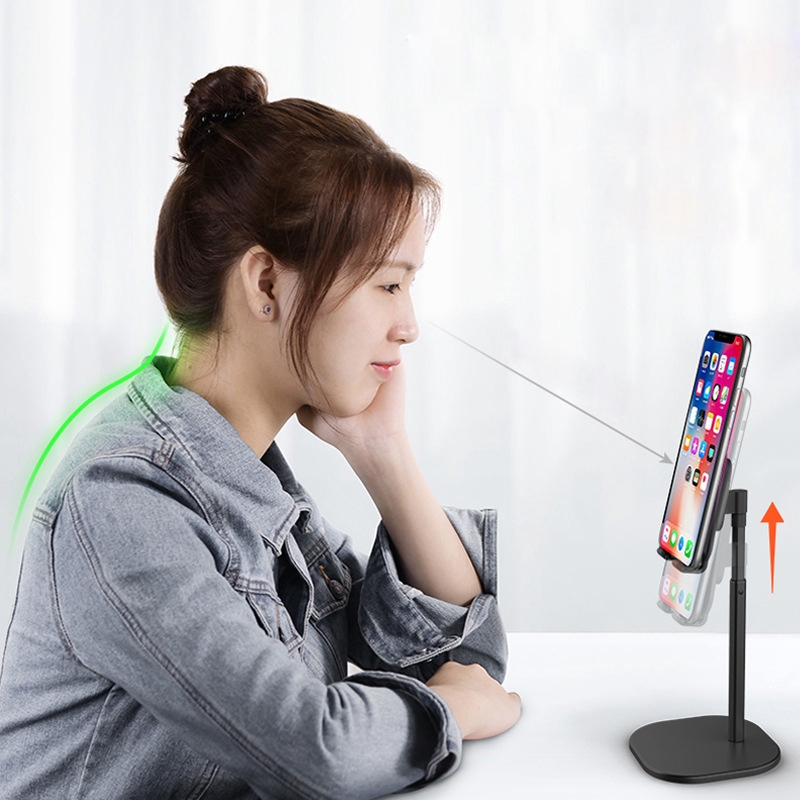 Cell Phone Universal Telescopic Desktop Stand / Luxury Aluminum Alloy Angle &amp; Height Adjustable Phone Holder Stand For Desk / Compatible with All Mobile Phones And tablet