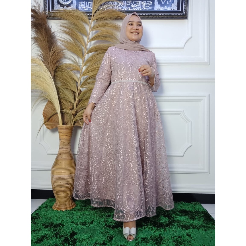 Kebaya Gamis Ria Ricis LR / Gamis Kebaya Pesta Kondangan / Baju Gamis Kondangan / Dress / Kebaya Brokat / Fashion Muslimah / Dress Kebaya