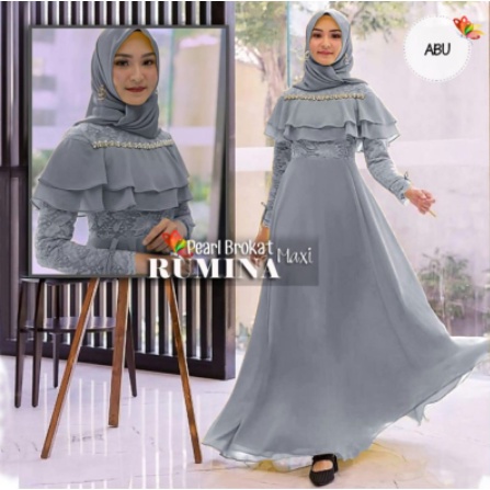 Baju Gamis Brukat Wanita Remaja Pesta Kondangan Terbaru 2022 Model Kekinian Edisi Lebaran Bahan Brok