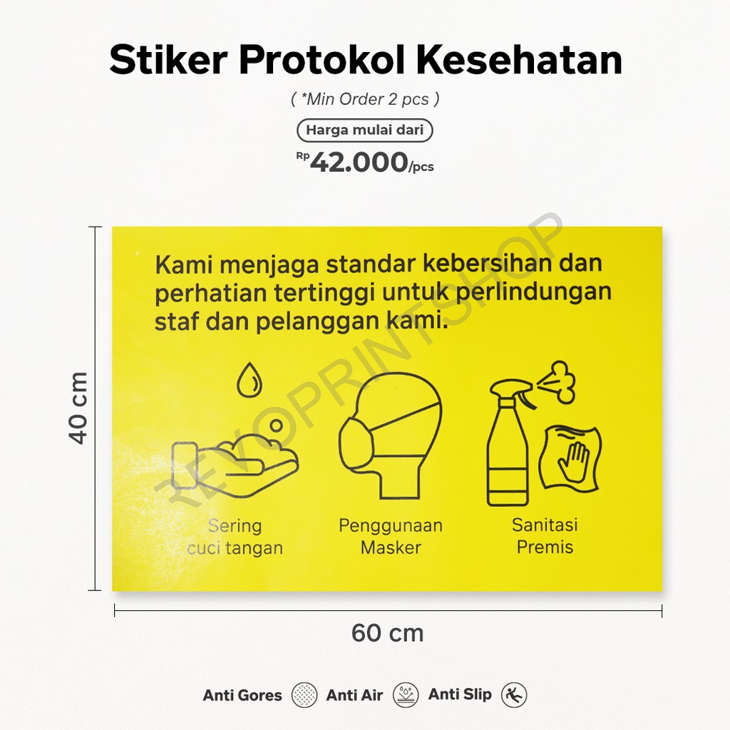 

Stiker Protokol Kesehatan 60x40cm / Sign Stiker / min pemesanan 2 pcs
