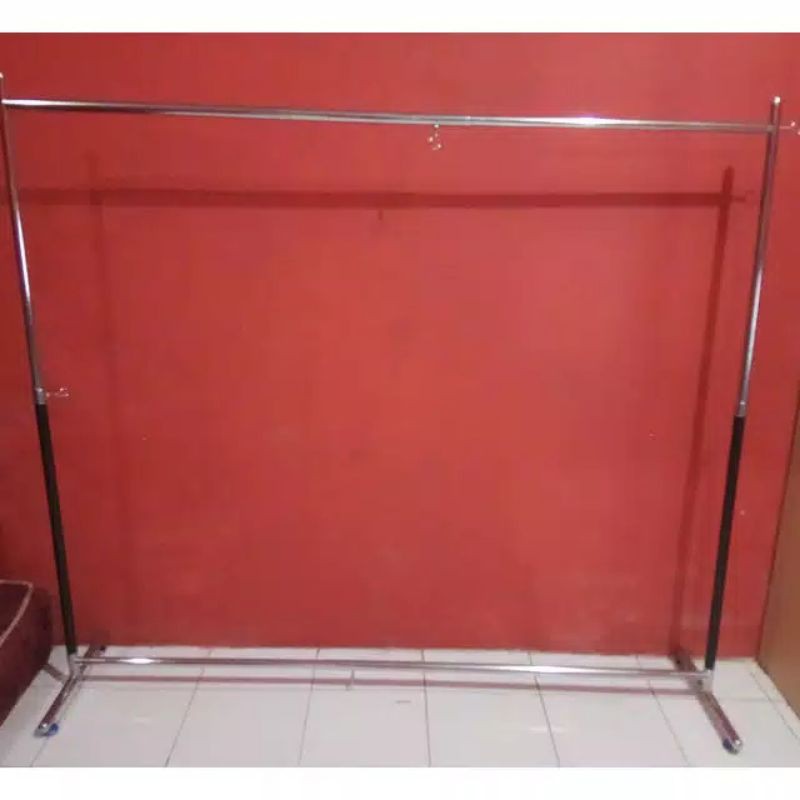Gawang Baju Pipa Bulat Rak Stand Gantungan Baju Gawangan Stainless Baju Hanger Besi Gawang