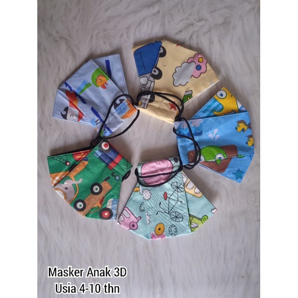 MASKER ANAK 3D 3 PLY MASKER KAIN 3D ANAK TK/SD USIA 4-10 TAHUN
