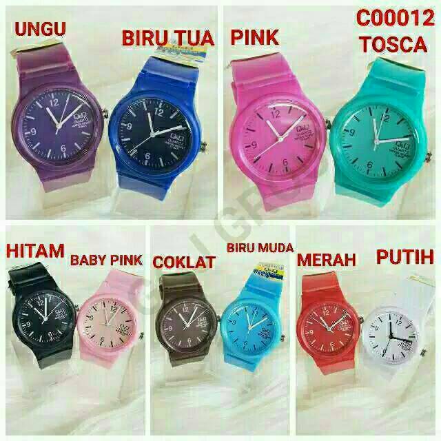 (Terima cod)Jam Tangan Wanita Q&amp;Q Jelly Warna Strap Rubber(Dikirim Dari Jakarta)