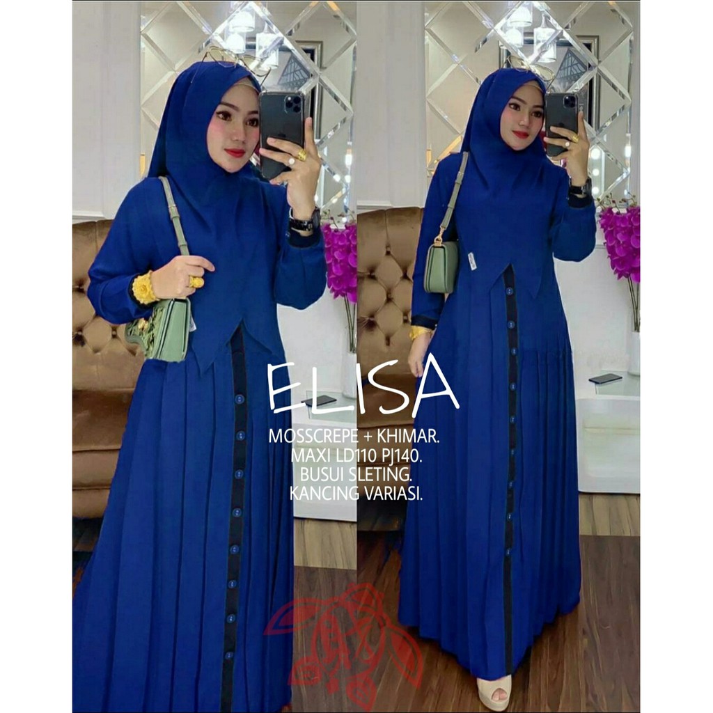 COD ✔ SYARI JUMBO ELIZA mF / BUSANA GAMIS ELISA BERGO BEST SELLER !! / MAXI ELISA LD110cm