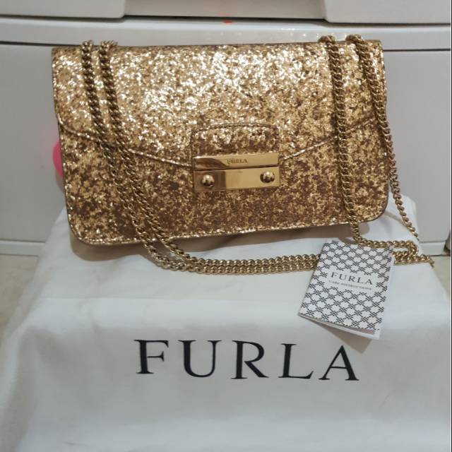 Preloved Furla Gold Glitter (Mbak Intan)
