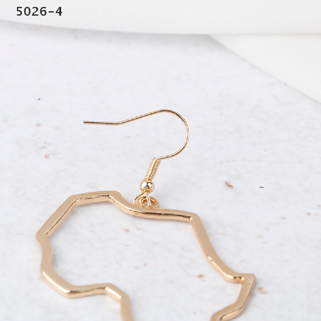 5026-4 Anting Kait Gantung Wanita Bahan Alloy Desain Peta Afrika Gaya Etnik / Afrocentric / Tribal Untuk Hadiah