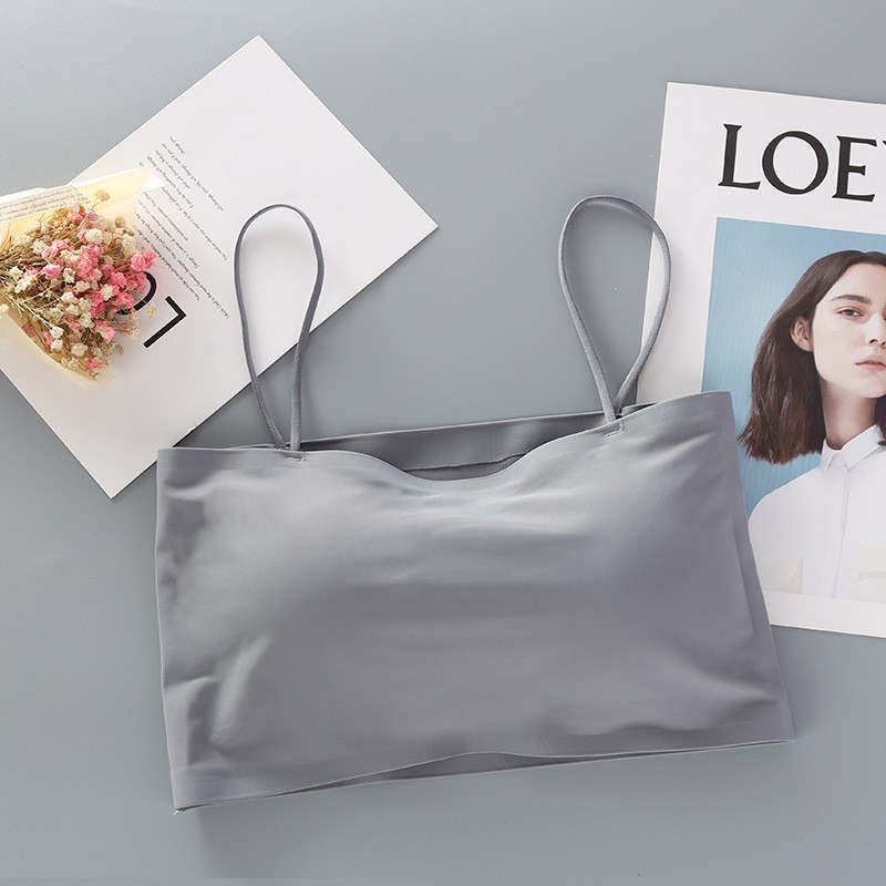 Bra Wanita Model Seamless Bahan Ice Silk BH Fashion Korea Sexy Import / Crop Top Bra Ice Silk-Bra-50 Abu Tua