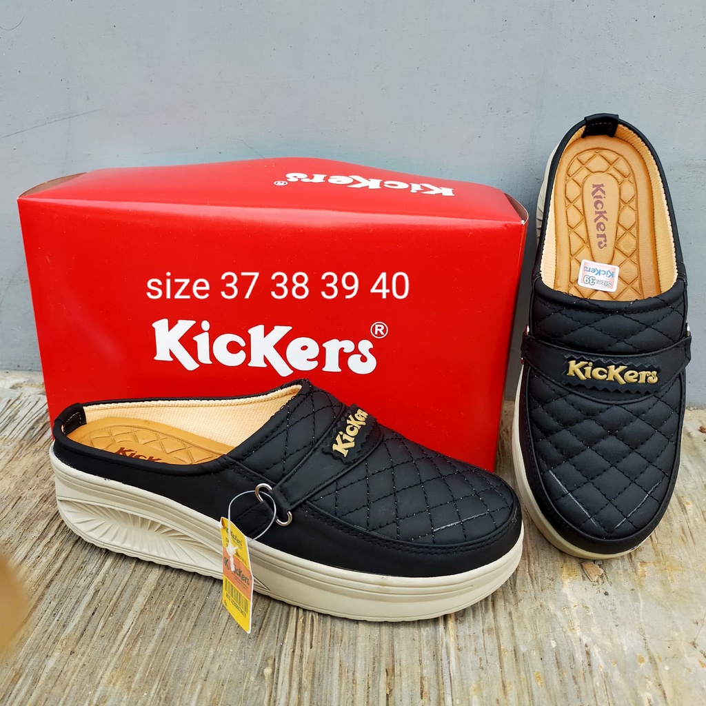 SANDAL SEPATU WEDGES SLOP KICKERS WANITA / SEPATU SANDAL SLOP TERBABU / SANDAL SEPATU WANITA TRENDI  WEDGES KOTAK