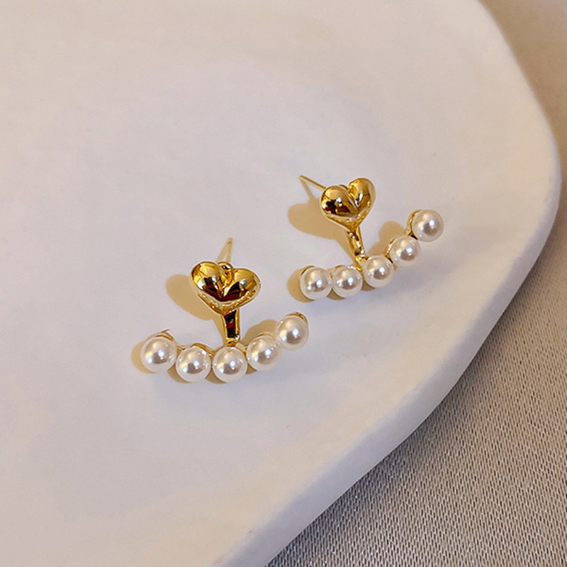 Anting Mutiara Model Melengkung Untuk Wanita korea emas earrings