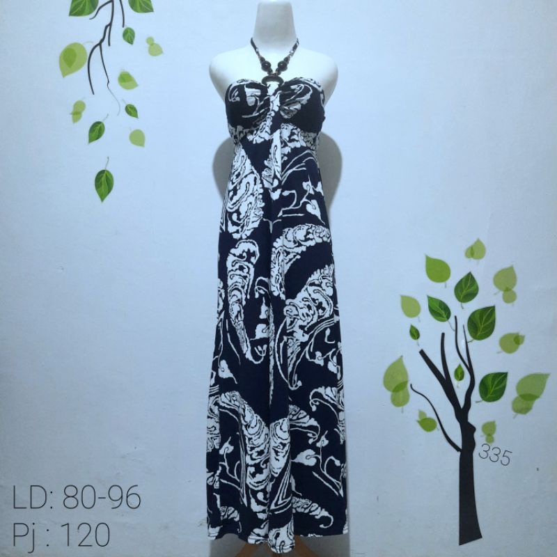 Preloved long dress vintage pantai kemben tali leher