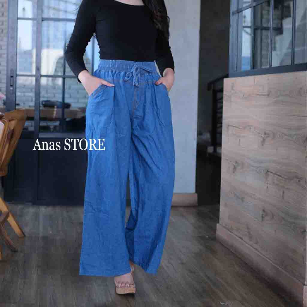 CELANA  KULOT JEANS (M/L/XL) STANDAR WANITA POLOS COD High Waist Jeans