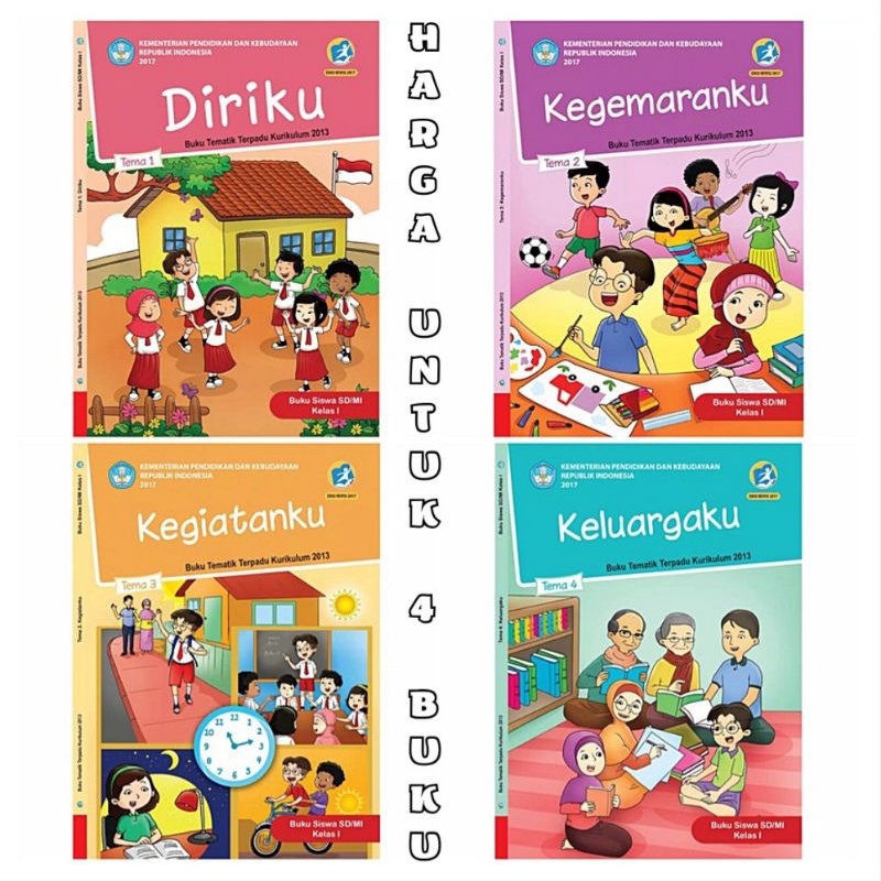 PAKET BUKU TEMATIK KELAS 1 SD TEMA 1 2 3 4 KURIKULUM 2013 REVISI KEMENDIKBUD