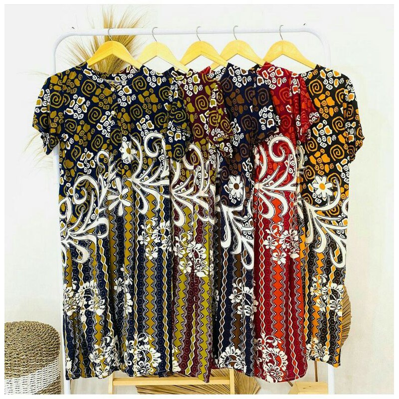 Daster Batik Rayon Murah Base Print Motif Random Busui