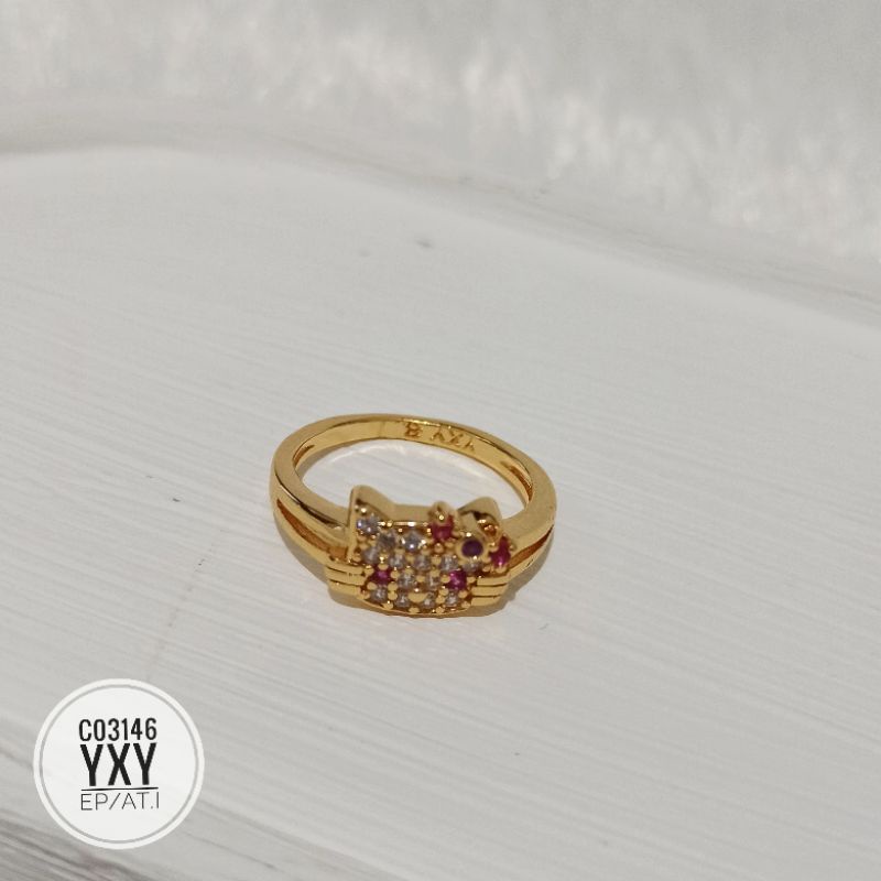 Cincin Yaxiya Motif HK zircon Warna Gold C03146