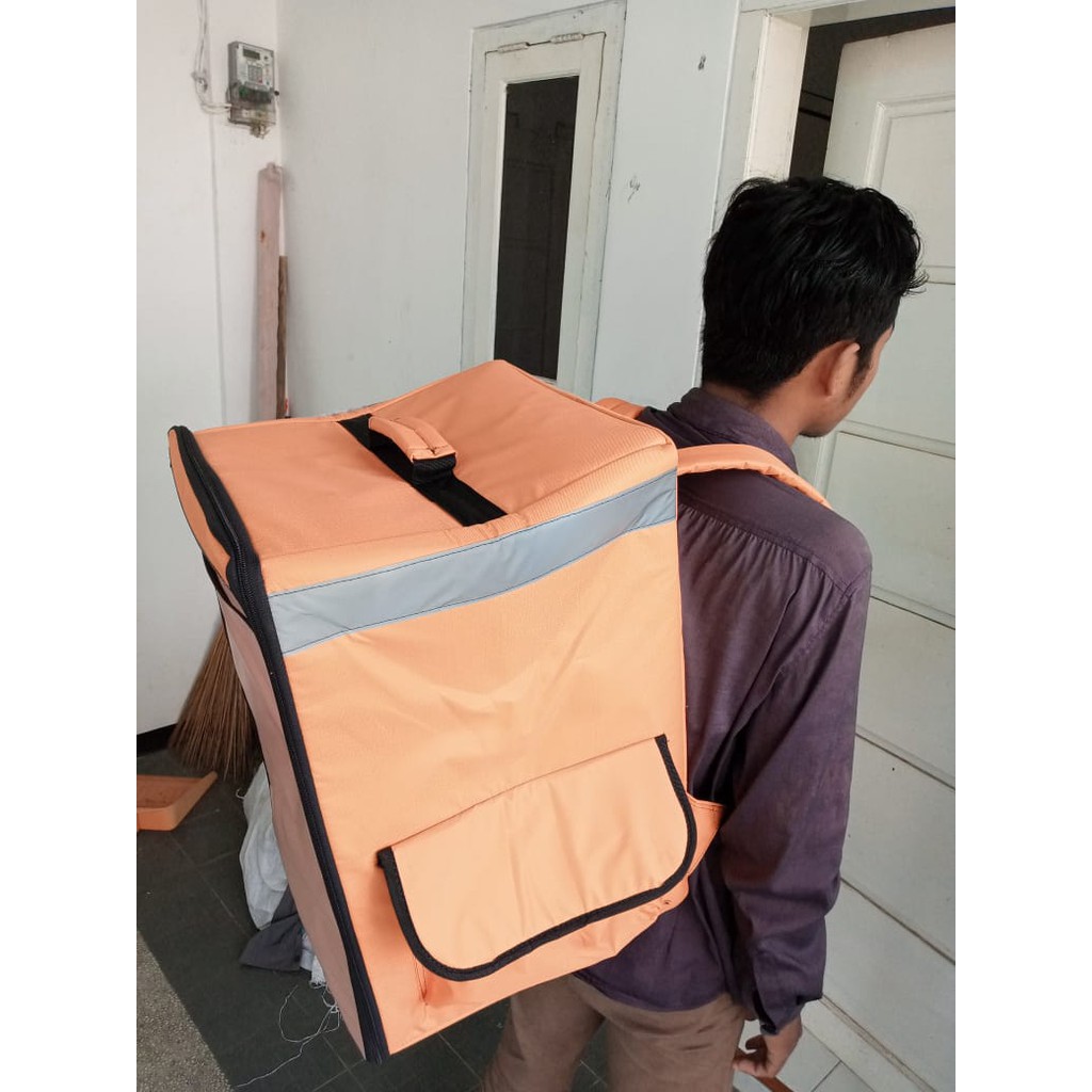 RPM Promo Bag Shopee Tas Punggung Jumbo Cargo Delivery Kurir size Besar Motif Shopee Orange