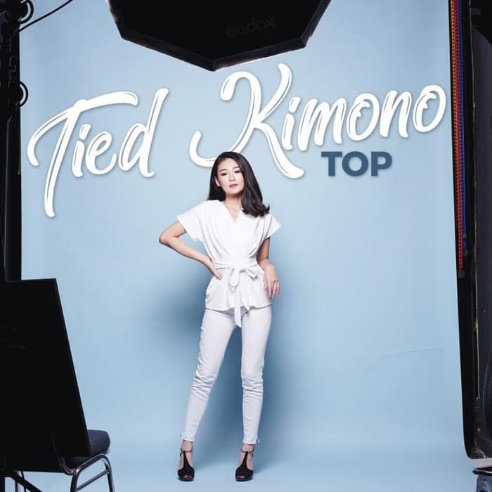 Tied Kimono Top Atasan Baju Kerja Blouse Pakaian Wanita Murah - Putih