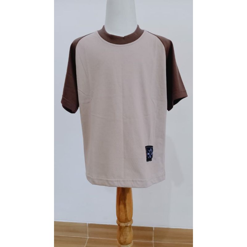 Kaos Reglan Polos Muslimah KREM-COKLAT Panjang Katun Combed