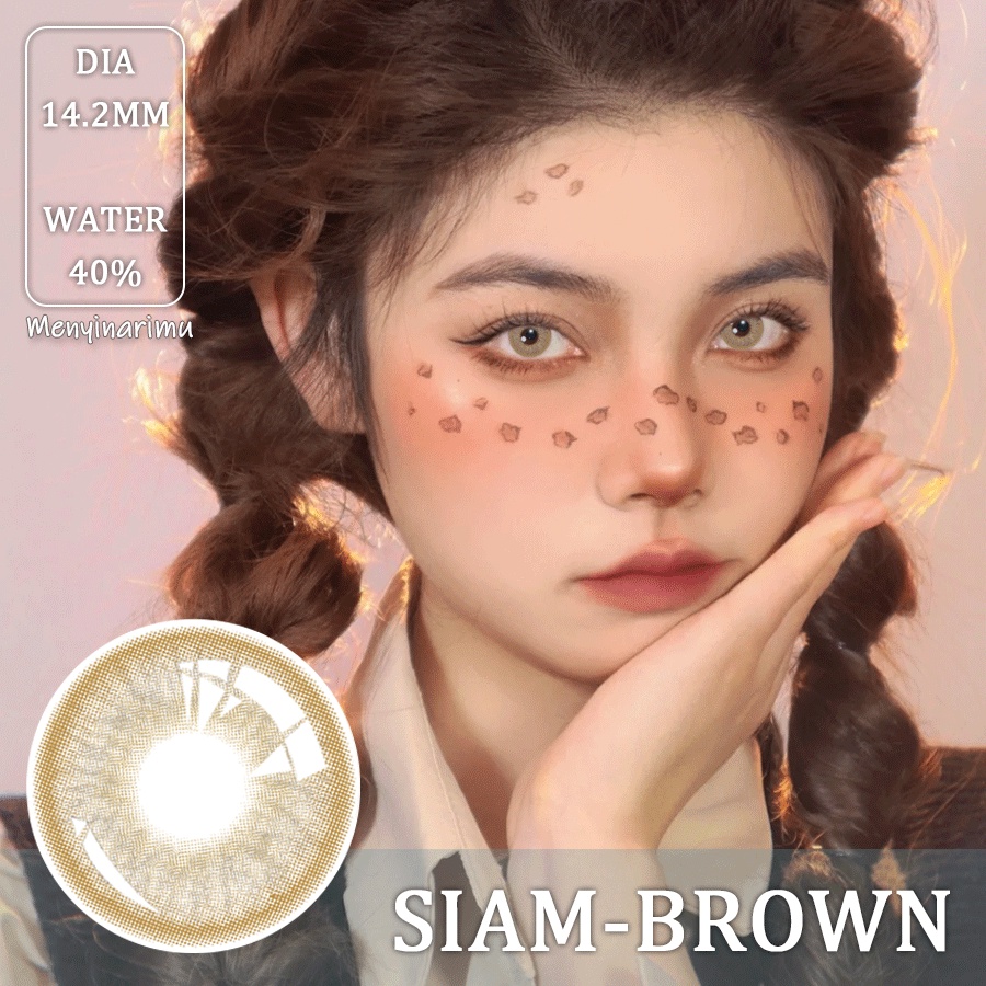 softlens SIAM Brown 1pasang lensa kontak warna14.2MM softlen mata korea gray normal soflen