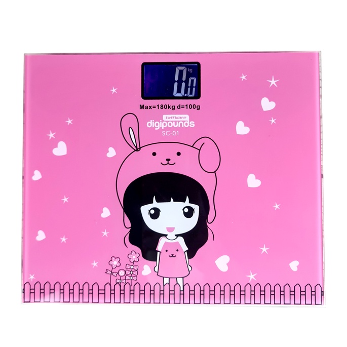 {BISA COD} Timbangan Badan Mini Digital Desain Kartun 180Kg OMHAQVPN - Pink