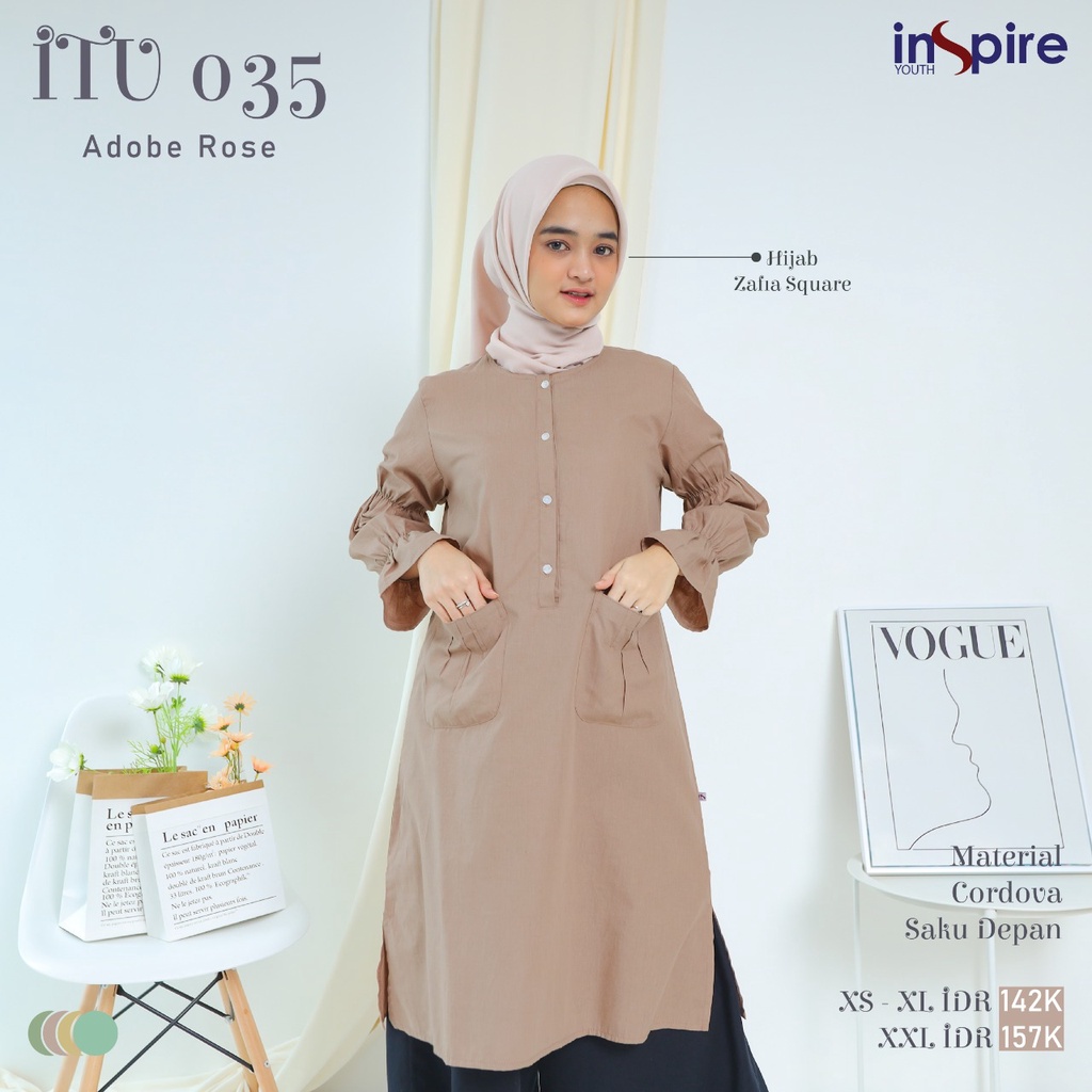 Inspire Tunik ITU 35 Tunik Muslimah model Terbaru Bahan Cordova