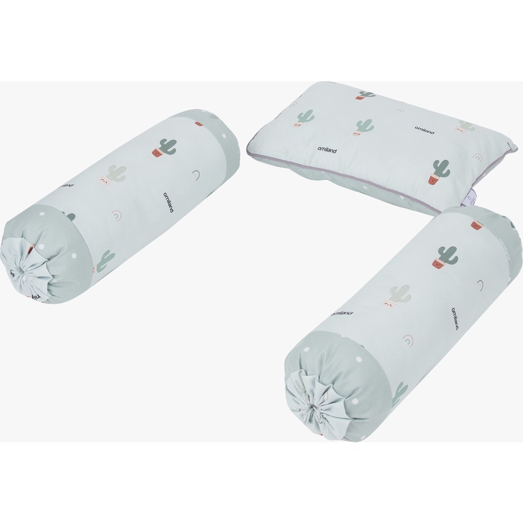 Omiland Bantal Guling Bayi Set Peang Cactus Series Bahan Halus Tidak Berbulu