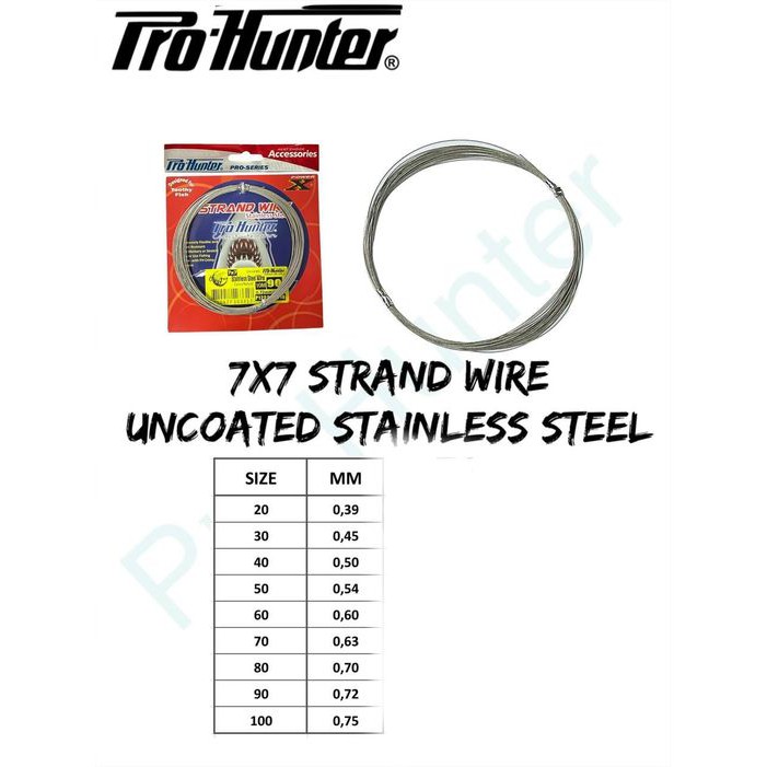 SELING / PRO HUNTER 7 X 7 STRAND WIRE UNCOATED STAINLESS STELL