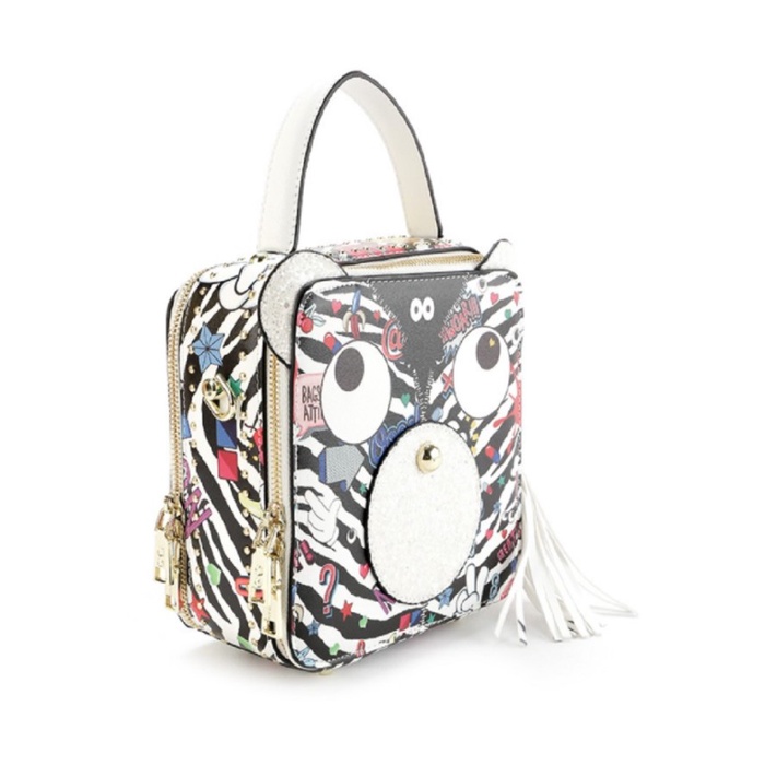 Huer Lichya Eye Theme Printed Zebra Satchel Bag 9454-159White Murah
