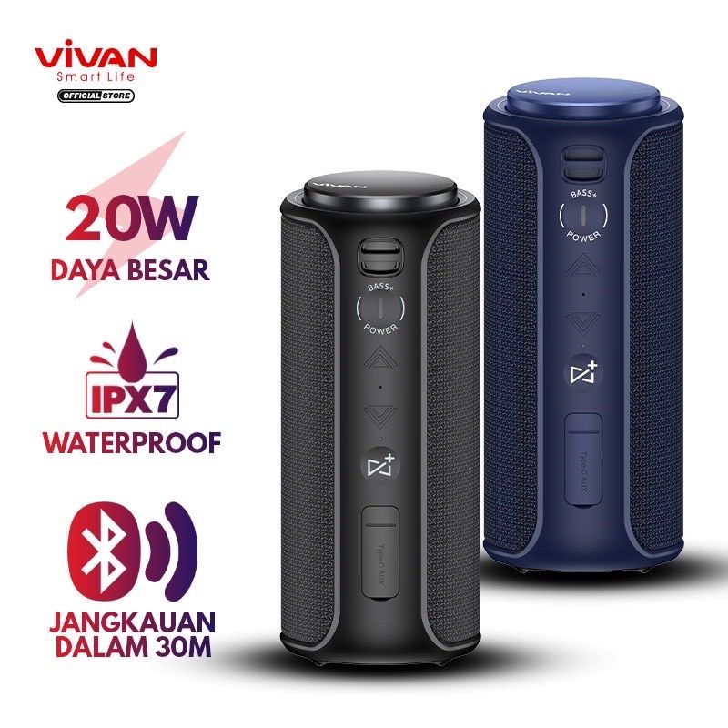 Vivan Speaker Bluetooth VS30 Portable Waterproof IPX7 Subwoofer 20W 15 Jam Playtime