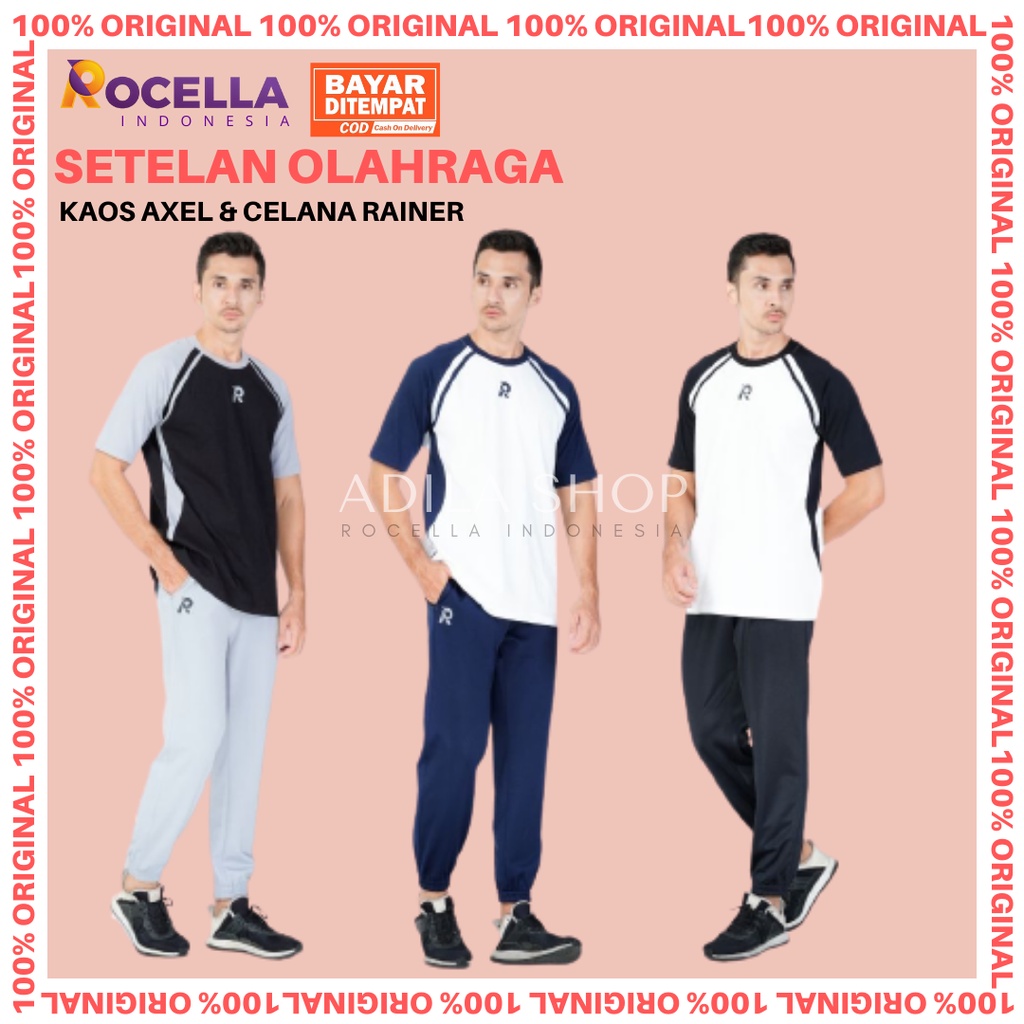 Baju Olahraga Pria Rocella Kaos Axel dan Celana Rainer Seragam Olahraga Pria Pakaian Olahraga Pria S