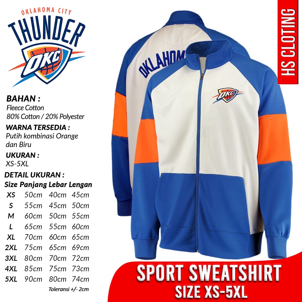 Jaket Basket XS-5XL OKLAHOMA CITY THUNDER OKC NBA Basketball Western Conference Team Tracktop Jacket