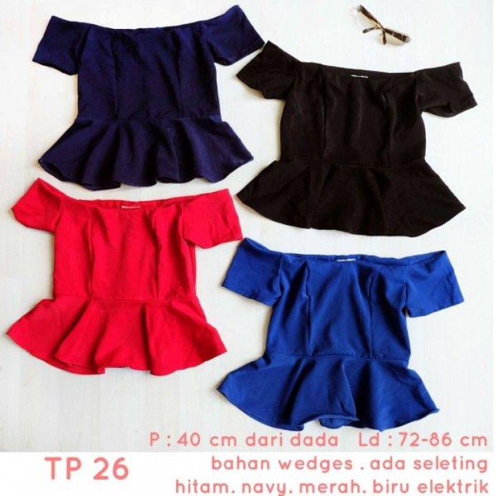 TP26 - BAJU ATASAN NAVY BLOUSE SABRINA WANITA IMPORT