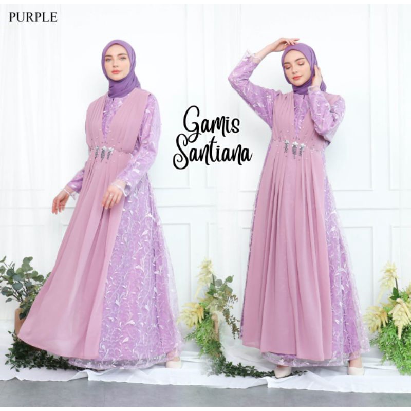 SANTIANA Gaun pesta muslimah gamis mewah  wisuda kondangan bridemaids walimatul