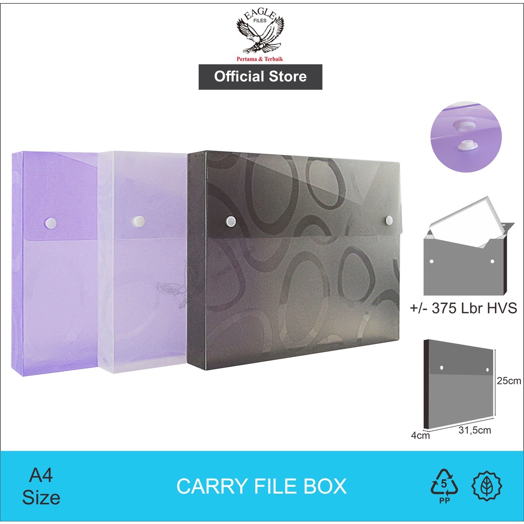 

EAGLE Carry File Box Motif Oval Tebal 4 CM A4 / Tas Dokumen / Map Dokumen 2 Kancing