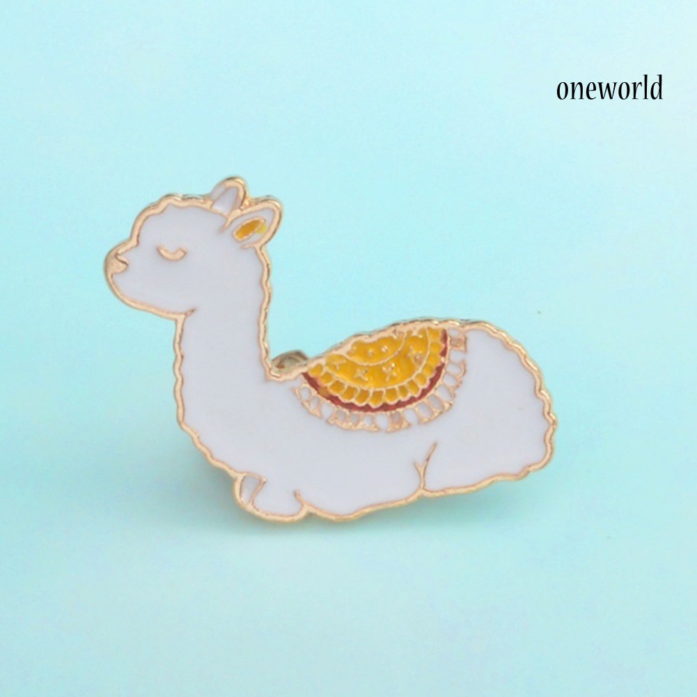 OW@ Cartoon Animal Alpaca Enamel Collar Shirt Pin Badge Brooch Jewelry for Women