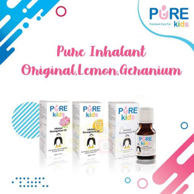 Purekids inhalant decongestant oil geranium lemon pure kids pilek hidung tersumbat cairan uap anak b