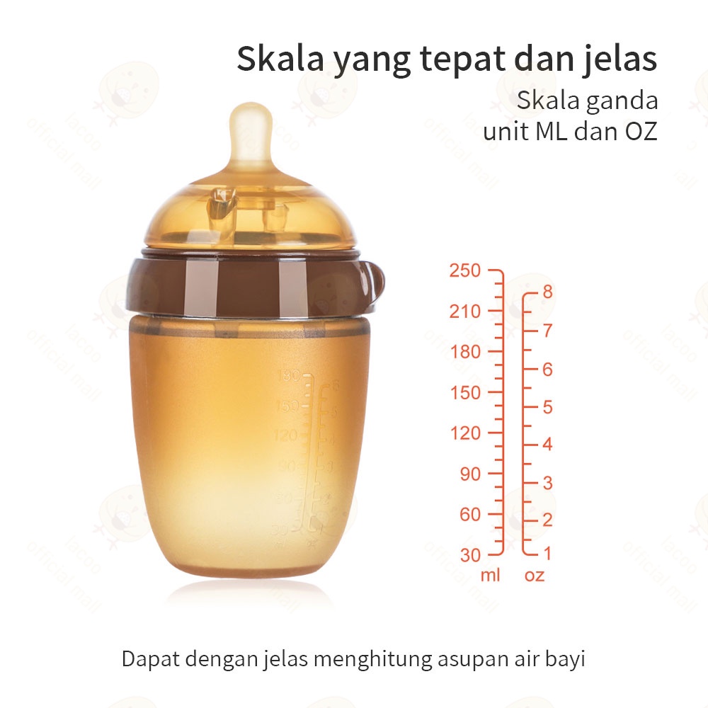 Lacoo PIKO botol susu bayi BPA free Botol bayi coklat dengan pegangan