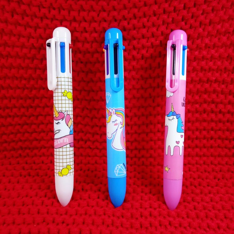 

Pulpen aneka warna Bolpoin karakter lucu pena 6 warna