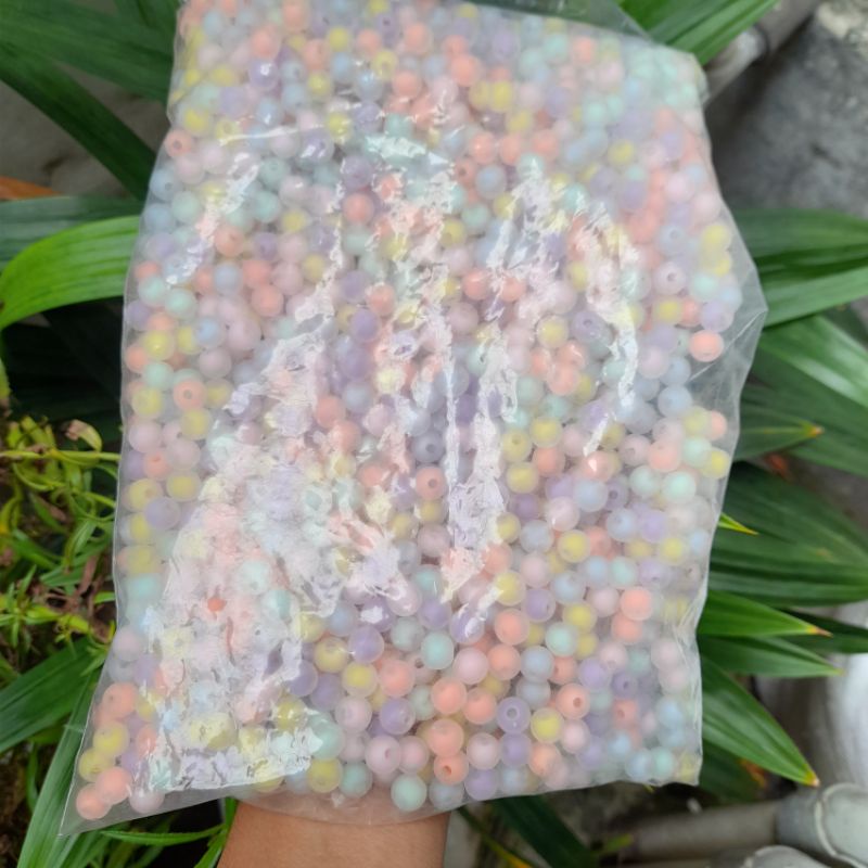 (1 pon) Manik Manik Kristal Bulat Isi Dove Manik Frosted  Bahan Kerajinan DIY