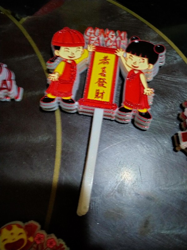 Ti-0119-b Topper Tulisan Gong Xi Fa Cai Chinese New Year Imlek Merah