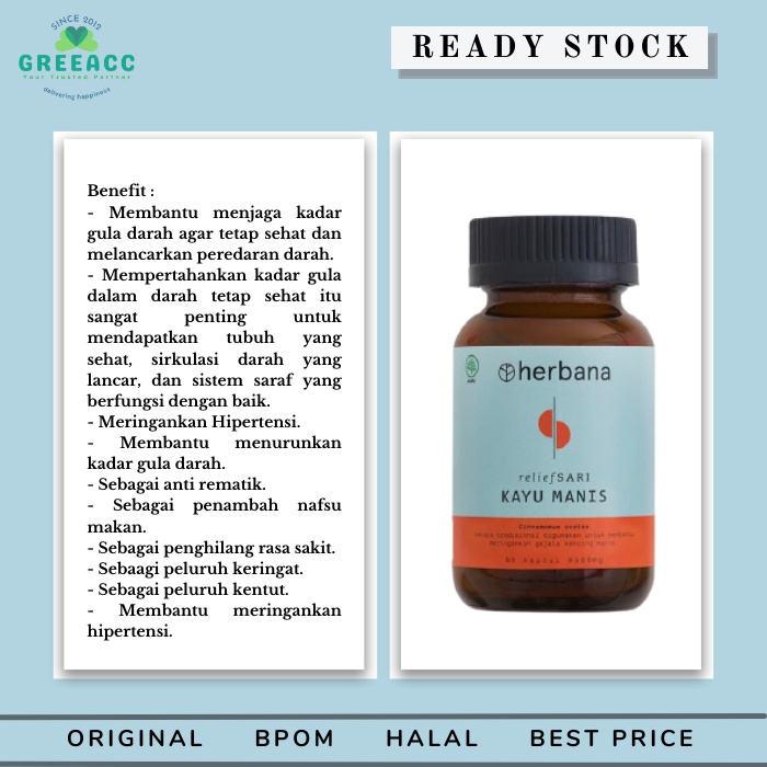 

HERBANA Relief Sari Kayu Manis 60 Kapsul Suplemen untuk Kencing Manis