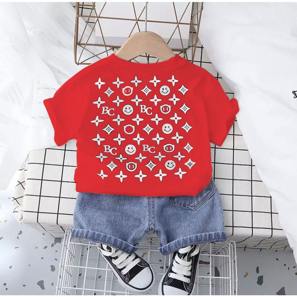 PROMO FASHION BAJU ANAK MOTIF TULISAN BC DENIM / BAJU ANAK LAKILAKIDAN PEREMPUAN USIA 6-10BLN 1-5THN / SETELAN BAJU ANAK TERBARU BERBAHAN KATUN CELANA COMBED BERGAMBAR / BAJU ANAK TRENDY TERPOPULER KEKININAN COCOK UNTUK DIPAKAI SIBUAH HATI