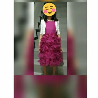 dress pesta anak fusia magenta