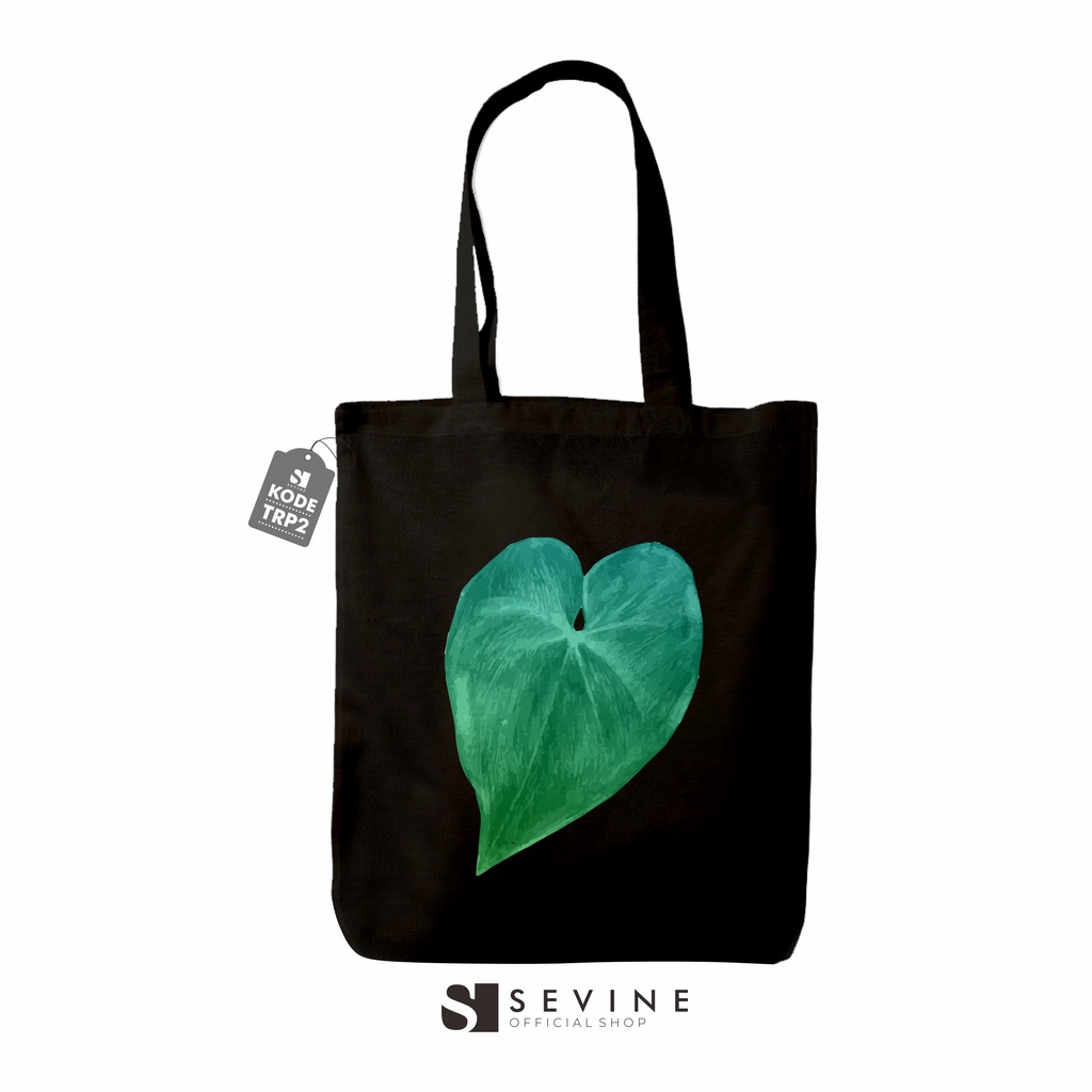 Sevine Tas Totebag Wanita Tote bag Resleting Laptop Girl Tropical Leaf Black Series - TRP2