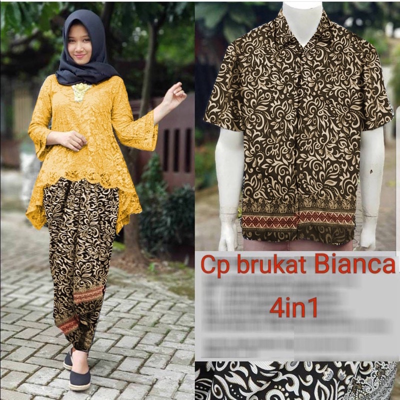 JC Couple Batik Bianca 4in1 / Set Couple Bians Kebaya Bianca (Tersedia 5 warna)